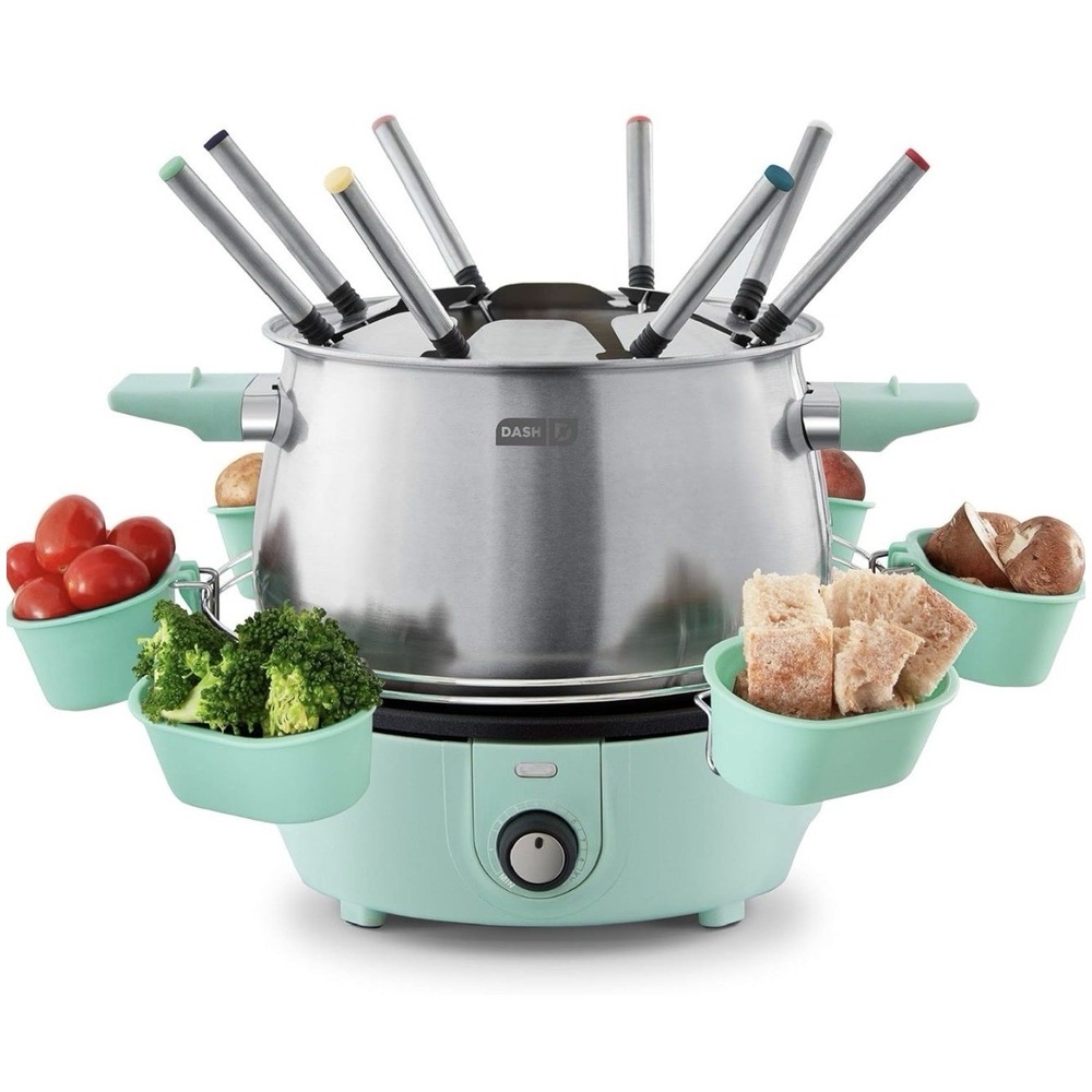 Dash Deluxe Stainless Steel Fondue Maker with Temperature Control Fondue Forks